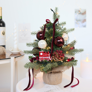 202k4桌面小圣诞树家用摆件圣诞氛围拍照道具装 圣诞节新款 饰品雪