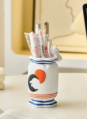 创意可爱大白兔笔筒收纳盒室桌面装饰生日礼物