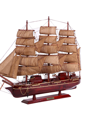 实木一帆风顺帆船摆件复古风高档桌面老板领导办公室乔迁开业礼品