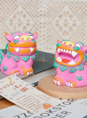 狮三百喜上眉梢 石敢当桌面装饰摆件客厅书房家居品开业礼物