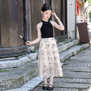 女童汉服半身裙套装2023夏季新款儿童国风女孩夏天高端中式马面裙