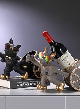 轻奢招财狗红酒架玄关酒柜电视柜摆设家居客厅装饰品摆件乔迁礼物