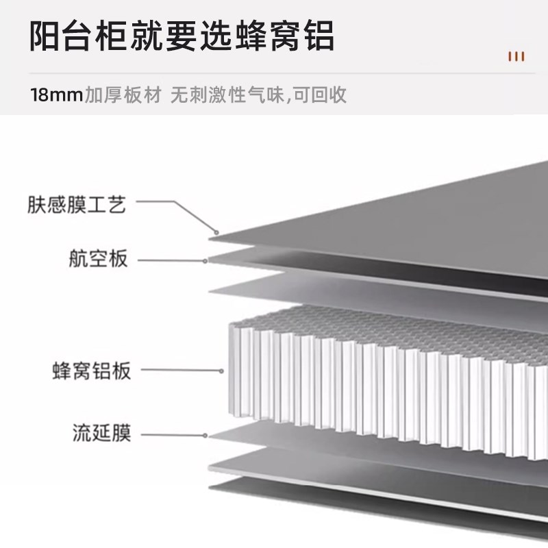 蜂窝铝合金阳台柜防水防晒储物柜靠墙大容量高柜杂物置物飘窗柜子