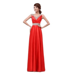 双肩合唱演出迎宾礼仪年会晚礼服长款主持人礼服装女冬新娘敬酒服