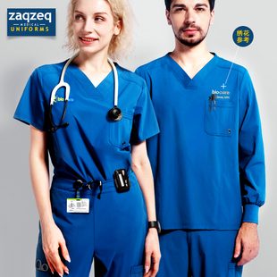 多口袋洗手衣弹力护士工作服男女医生外科短袖 刷手服