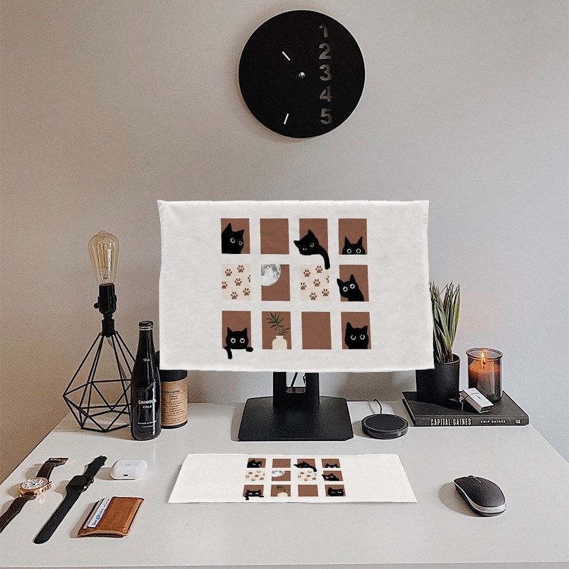 猫咪电脑防尘罩台式主机键盘盖布三件套防尘布显示器盖巾保护套寸,居家布艺,电脑罩,淘宝优惠券,粉丝福利购,淘宝优惠卷