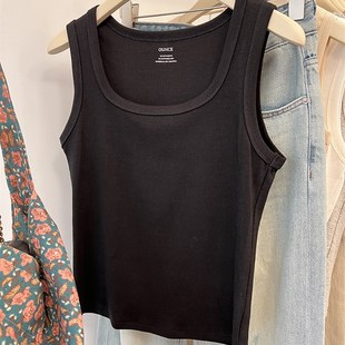 打底衫 无袖 小背心春夏 后背金属铁扣弹力显瘦背心 叠穿内搭bi入