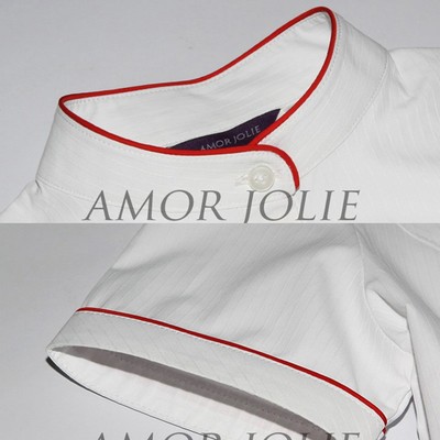 衬衬女立领衬衣撞色红边修身工作服职业装女售楼酒店工装2021新款