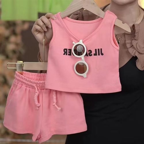 儿童背心套装2025夏装新款中小童无袖上衣纯棉两件套幼儿园套装潮