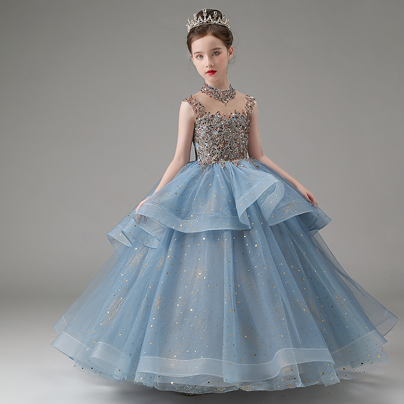 女童高端晚礼服生日宴会儿童小主持人公主裙模特走秀钢琴演出服装