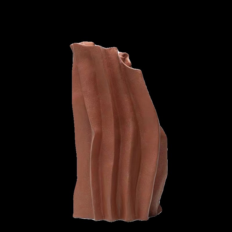 简约抽象山川形干花插花器样板间玄关桌面装饰品黑白生肖牛摆件