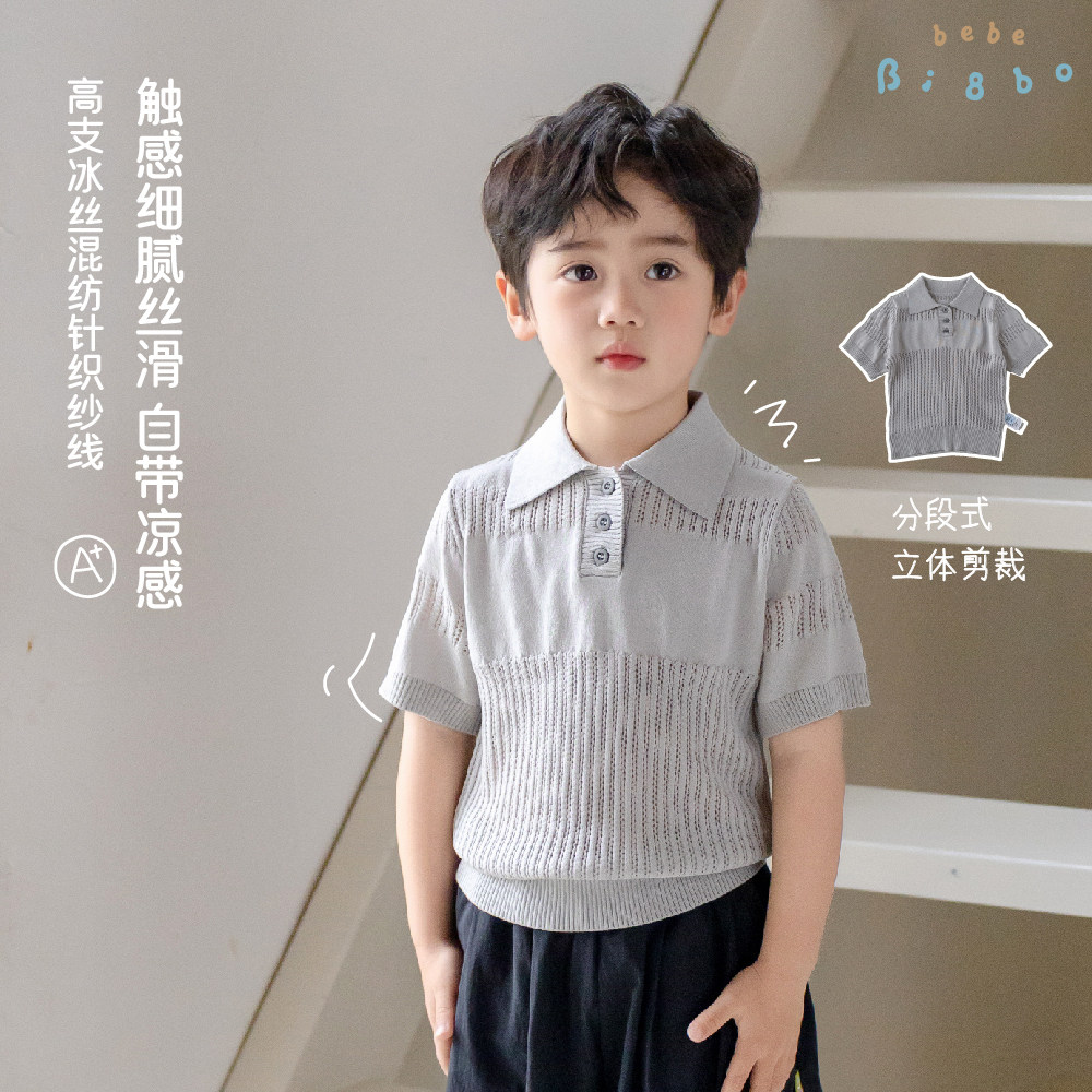 【专柜买手珠珠】36215 bi8bo夏季韩版修身透气镂空针织POLO衫