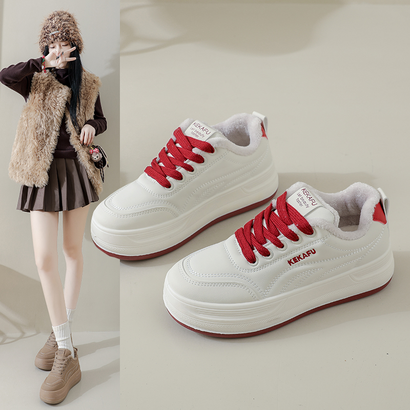 珂卡芙加绒保暖运动鞋冬季大棉鞋防滑户外高帮休闲鞋老爹鞋子女