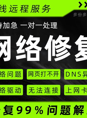 电脑网络修复问题解决wifi故障连接远程调试技术服务咨询DNS设置