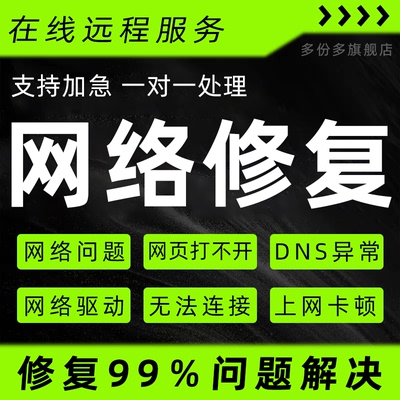 电脑网络修复问题解决wifi故障连接远程调试技术服务咨询DNS设置