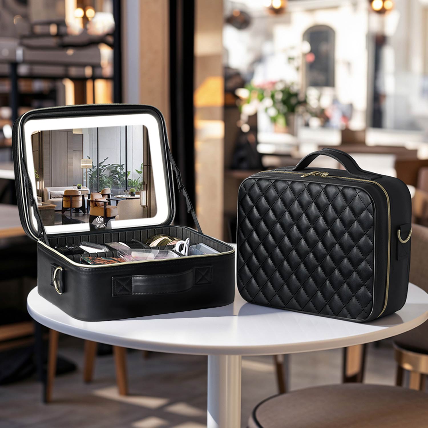 工厂直发高端带镜化妆包