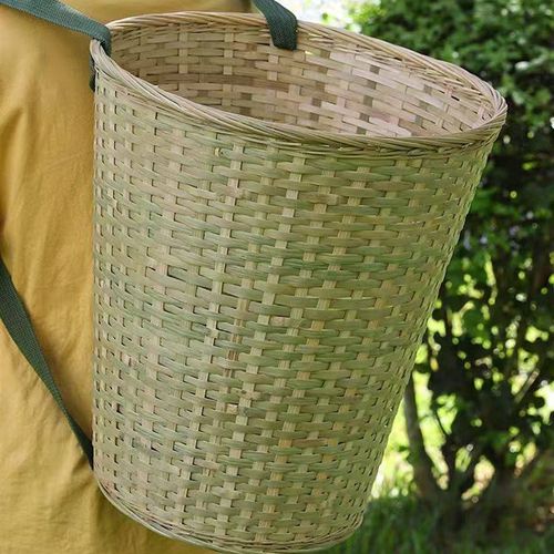 竹编背篓加厚加固头层竹皮竹筐背带可调节椭圆背筐采摘竹篮竹制品