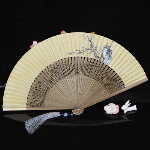 丝艺堂古风6寸女古典折扇子纸扇双面串竹扇礼品扇香扇工艺扇礼品