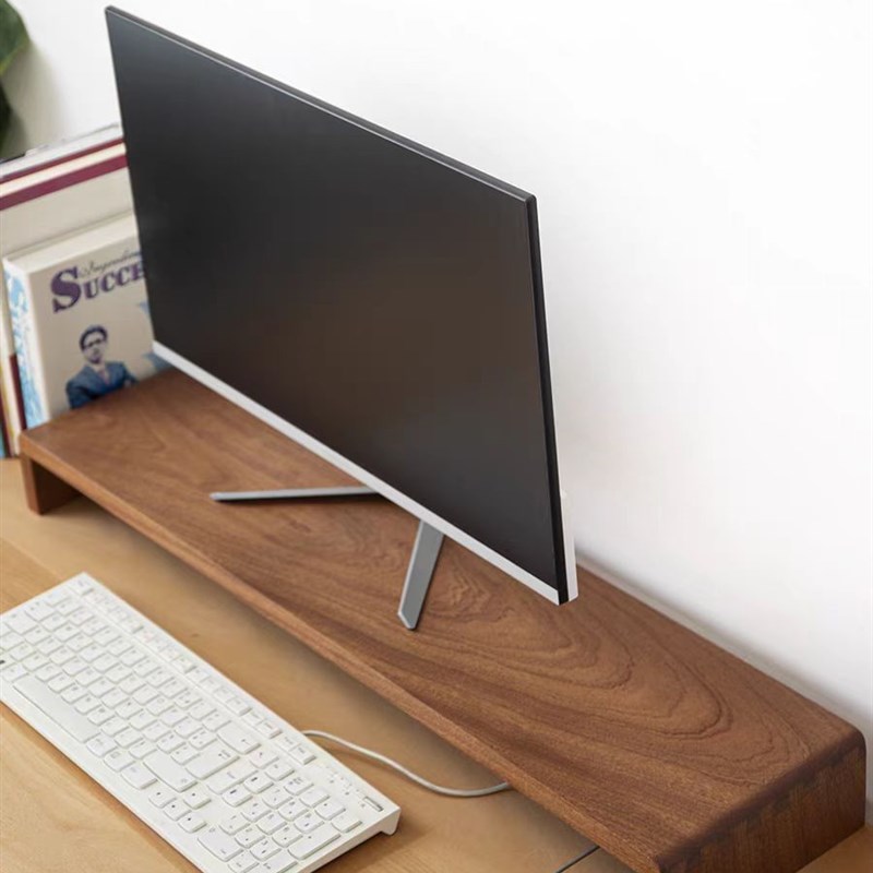 北美黑胡桃木增高架电脑显示器笔记本垫高架子桌面收纳加长定制