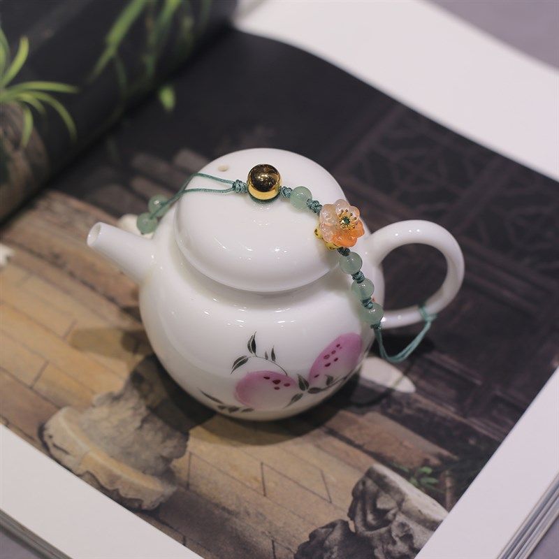 夏禾茶具泡茶壶紫砂壶装饰小滴流提溜文玩珠宝小挂件盖碗盖子装饰
