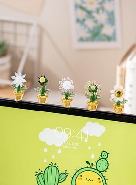 淄博琉璃办公室桌面向日葵工位好物创意电脑装饰显示器屏幕小摆件