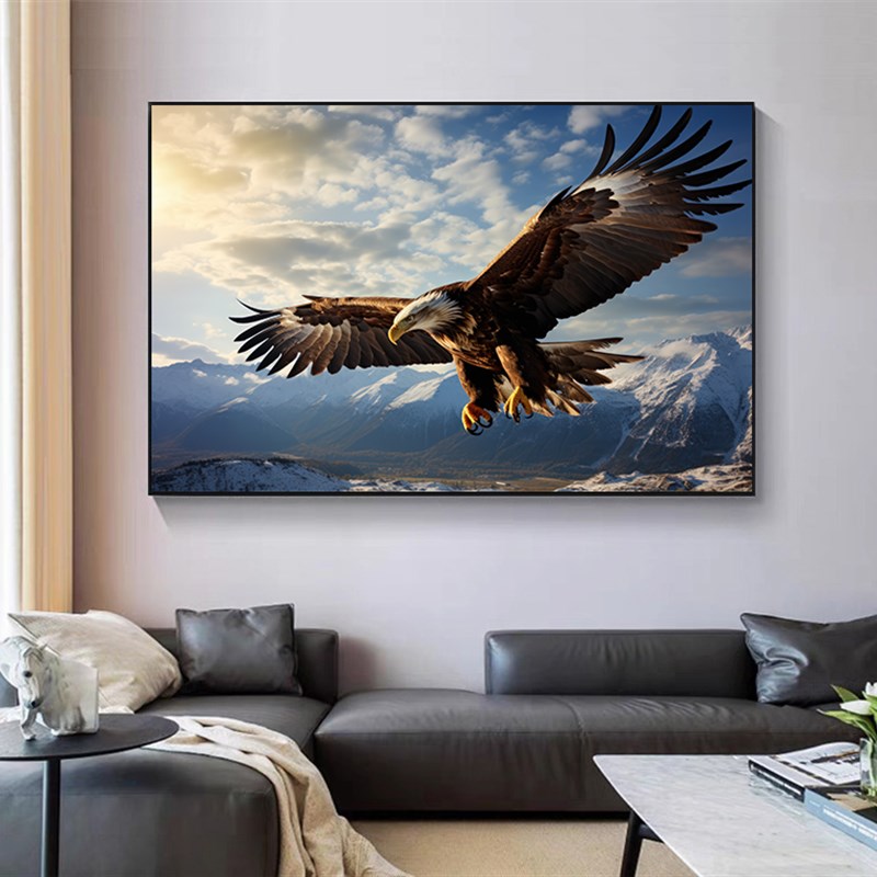 大展宏图老鹰装饰画大鹏展翅办公室玄关挂画鹏程万里中式客厅壁画