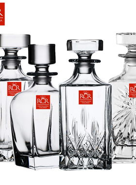 意大利进口RCR水晶玻璃醒酒器带盖xo威士忌洋酒瓶分酒壶酒樽