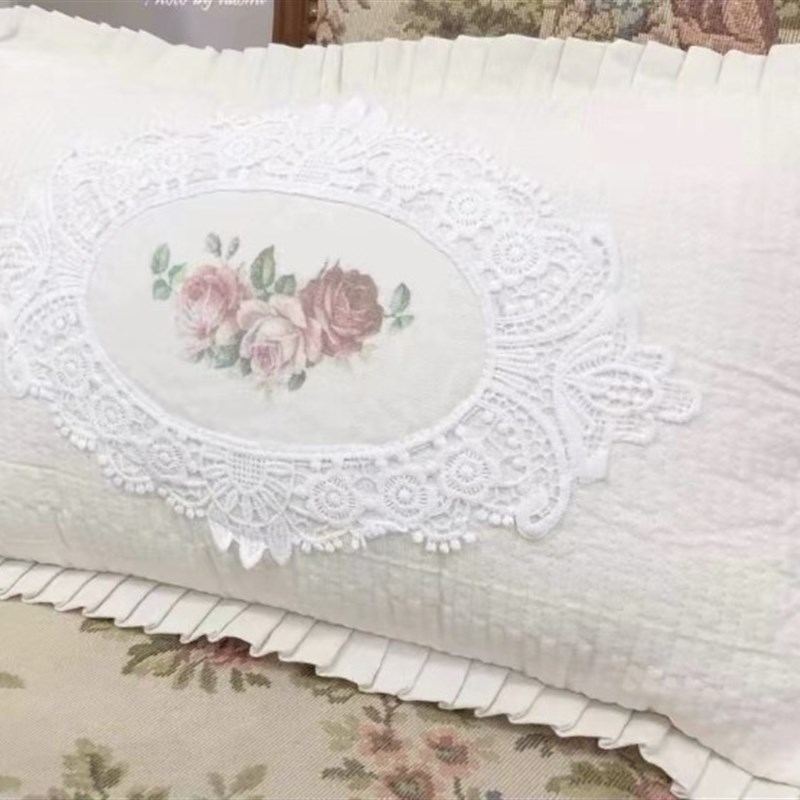 新款大师设计白先生家居浪漫粉嫩小清新韩式蝴蝶结绗缝抱枕套推荐