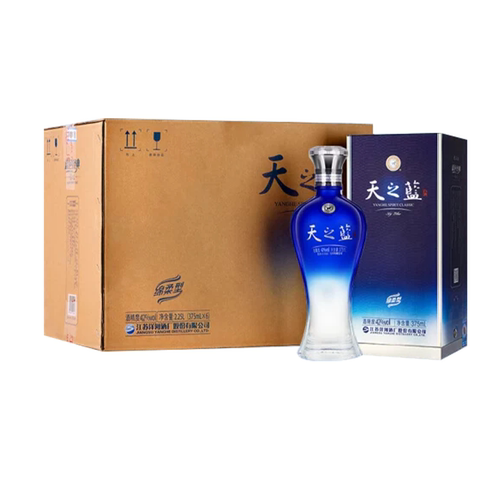 【官方正品】洋河天之蓝42度375ml*6瓶整箱绵柔型浓香白酒-2018版