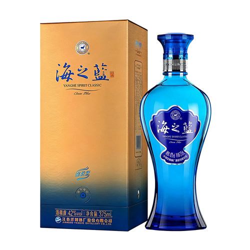 【官方正品】洋河海之蓝42度375ml*1瓶单支绵柔型浓香白酒-2018版