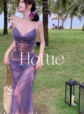 【紫罗兰】性感女神bikini三件套长裙沙滩泡温泉度假分体泳衣女