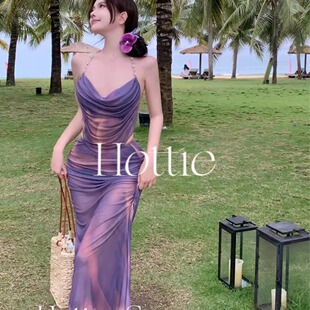 【紫罗兰】性感女神bikini三件套长裙沙滩泡温泉度假分体泳衣女