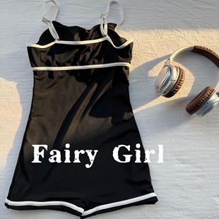 2025许妍同款 许我耀眼小胸聚拢遮肚显瘦连体平角保守温泉游泳衣女