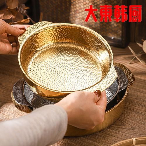 不锈钢加厚锤纹汤煲锅双耳商用寿喜烧锅电磁炉通用预制菜展示