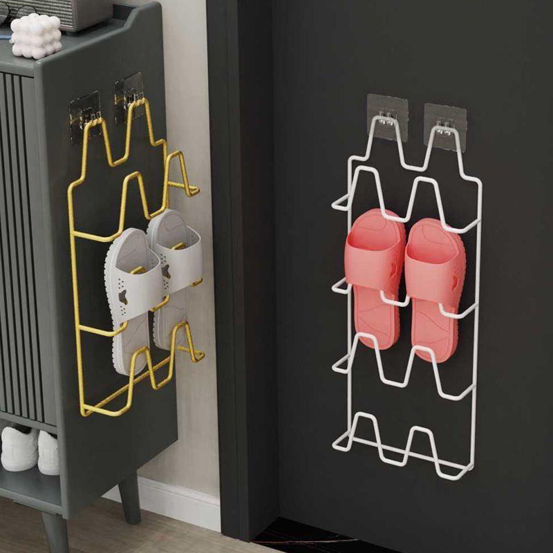 网红浴室拖鞋架壁挂式厕所鞋子收纳置物架卫生间门后免打孔鞋架子