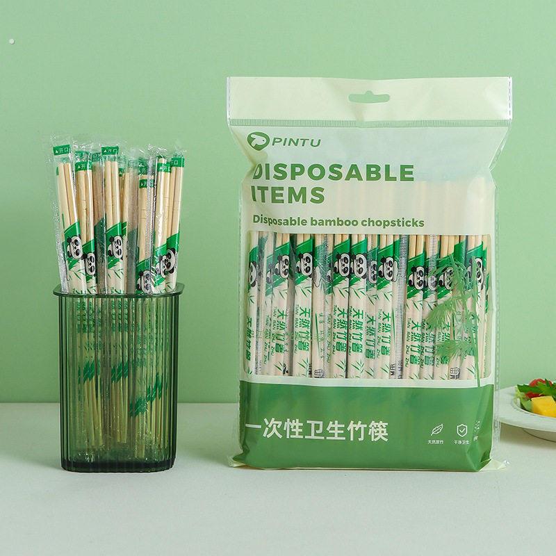 新款一次性筷子饭店专用竹筷外送快餐卫生碗筷便宜方便家用餐具圆