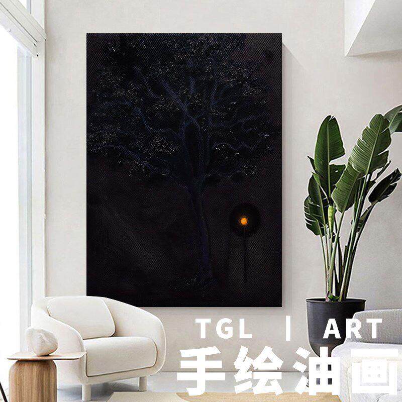 沙发背景墙艺术感挂画玄关餐厅抽象装饰画客厅意式极简手绘油画