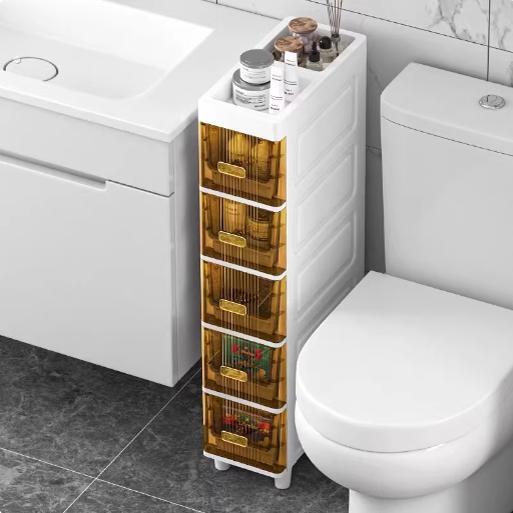 夹缝收纳柜浴室卫生间多层抽屉式储物柜厕所塑料窄缝隙置物柜