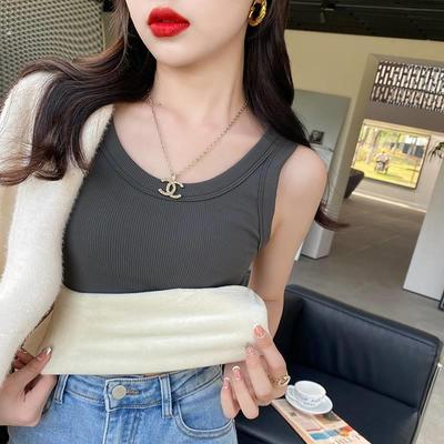 加绒吊带背心女冬季内搭新款202爆款加厚保暖白色打底衫纯棉上衣