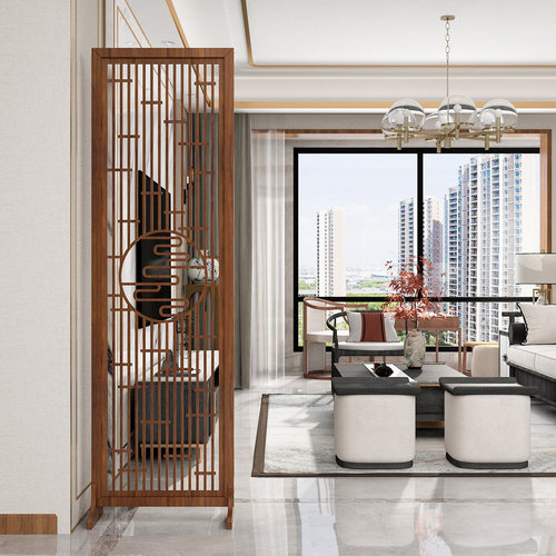 中式简约现代屏风隔断简易折叠客厅镂空玄关墙移动折屏办公室