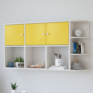 书架吊柜墙壁柜墙上置物柜带门多层收纳悬空储物柜卧室挂墙式书柜