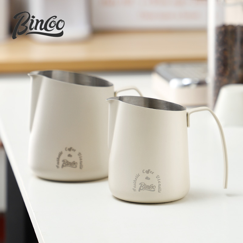 bincoo拉花缸不绣钢咖啡拉花杯尖嘴咖啡杯大斜口打奶泡缸牛奶泡器