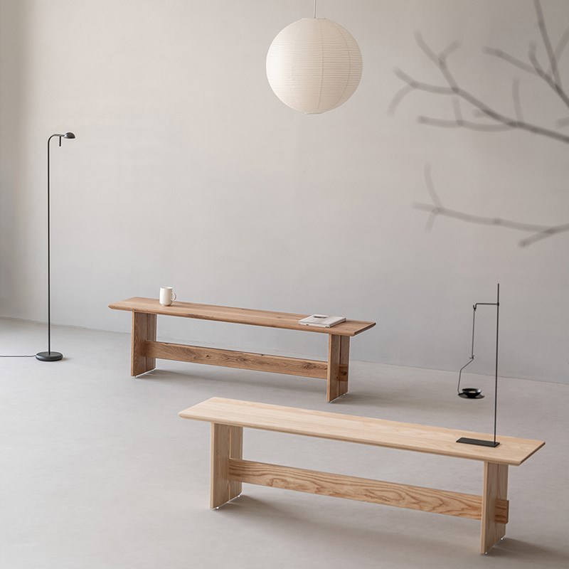 叁几 白橡木实木长条凳现代简约原木餐椅家用凳子卧室床尾凳