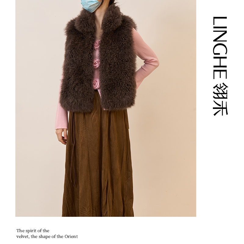 翎禾LINGHE-羊毛皮草马甲时尚休闲气质款女士