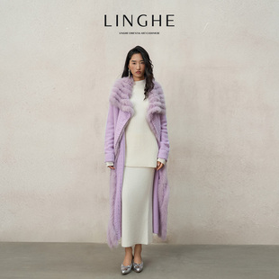 翎禾LINGHE「皎白织语 」-针织长开衫100山羊绒时尚白色外套