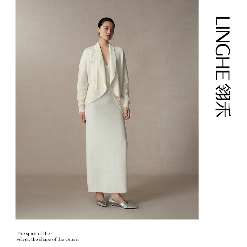 翎禾LINGHE-「凌波仙」长袖针织开衫轻奢复古