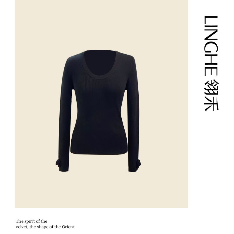 翎禾LINGHE-「绵冬」秋冬季打底长袖U型领针织