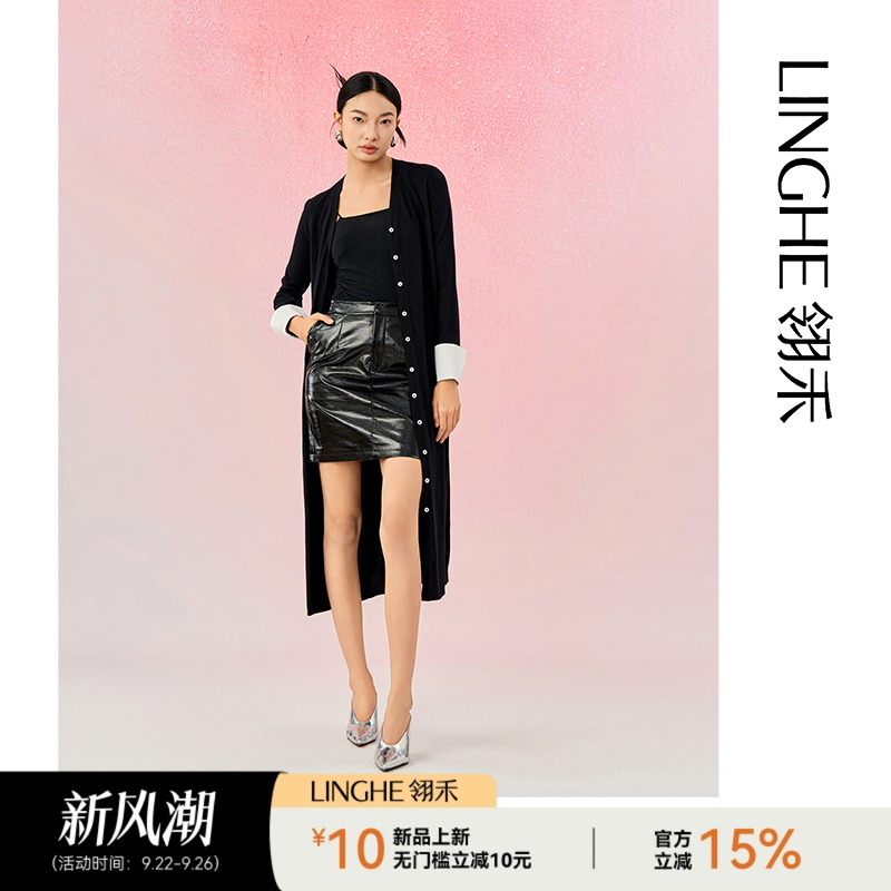 气质时尚设计师单排扣春秋针织衫