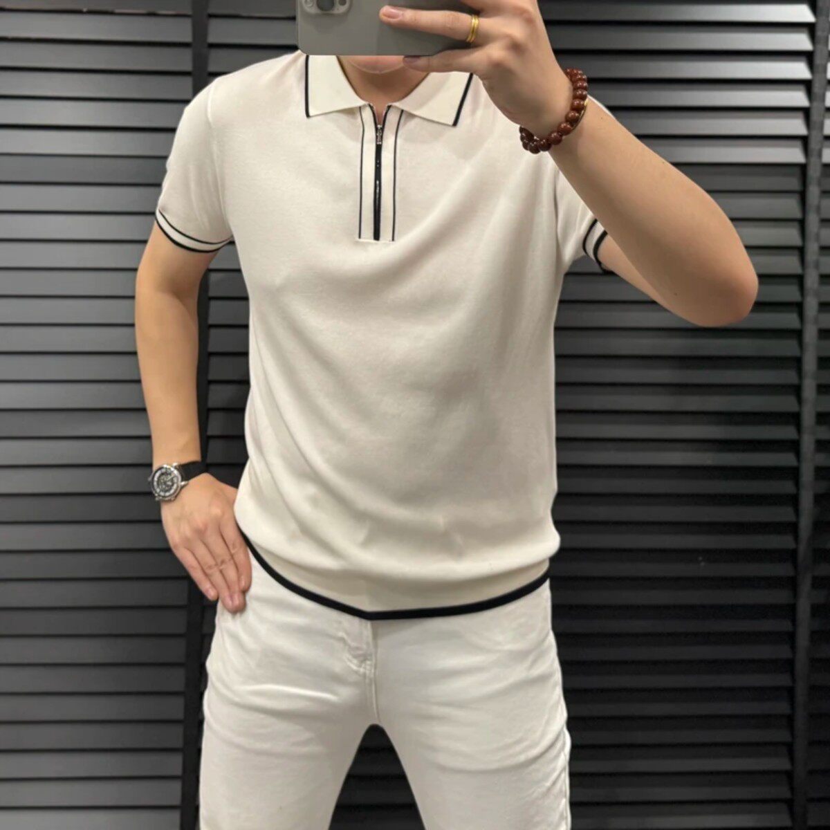 热度男装商务休闲简约纯色舒适透气男士poloT恤衫短袖POLO衫
