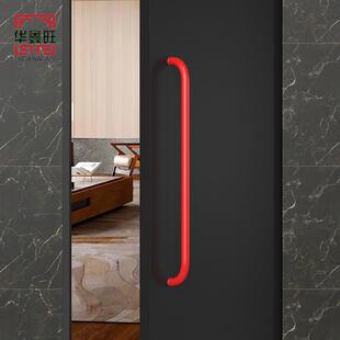 极简红白色弯管玻璃大门拉手展厅办公室实木门把手对装 加厚不锈钢